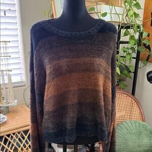 Bella Dahl Chocolate Ombré Slouchy Pullover Long Sleeve Sweater
